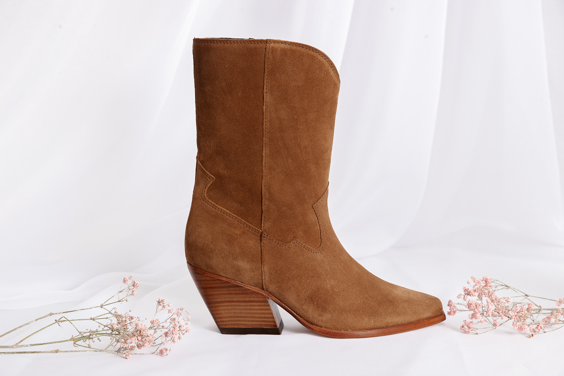 ANAKI BOTTINES CAZILDA FEMME CAMEL BOUT POINTU CUIR