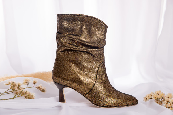 ANAKI BOTTINES IQUITOS FEMME CUIR BRONZE TALON EVASE
