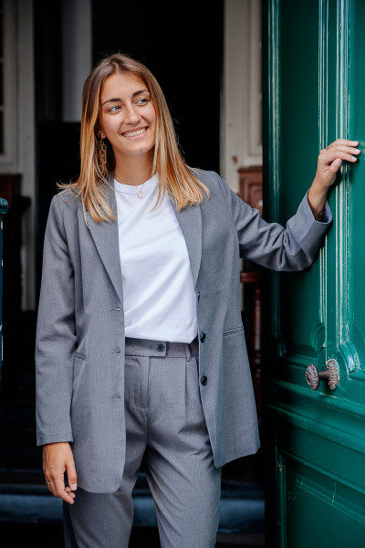 B YOUNG VESTE BYDANTA 20813418 FEMME BLAZER GRIS A BOUTONS