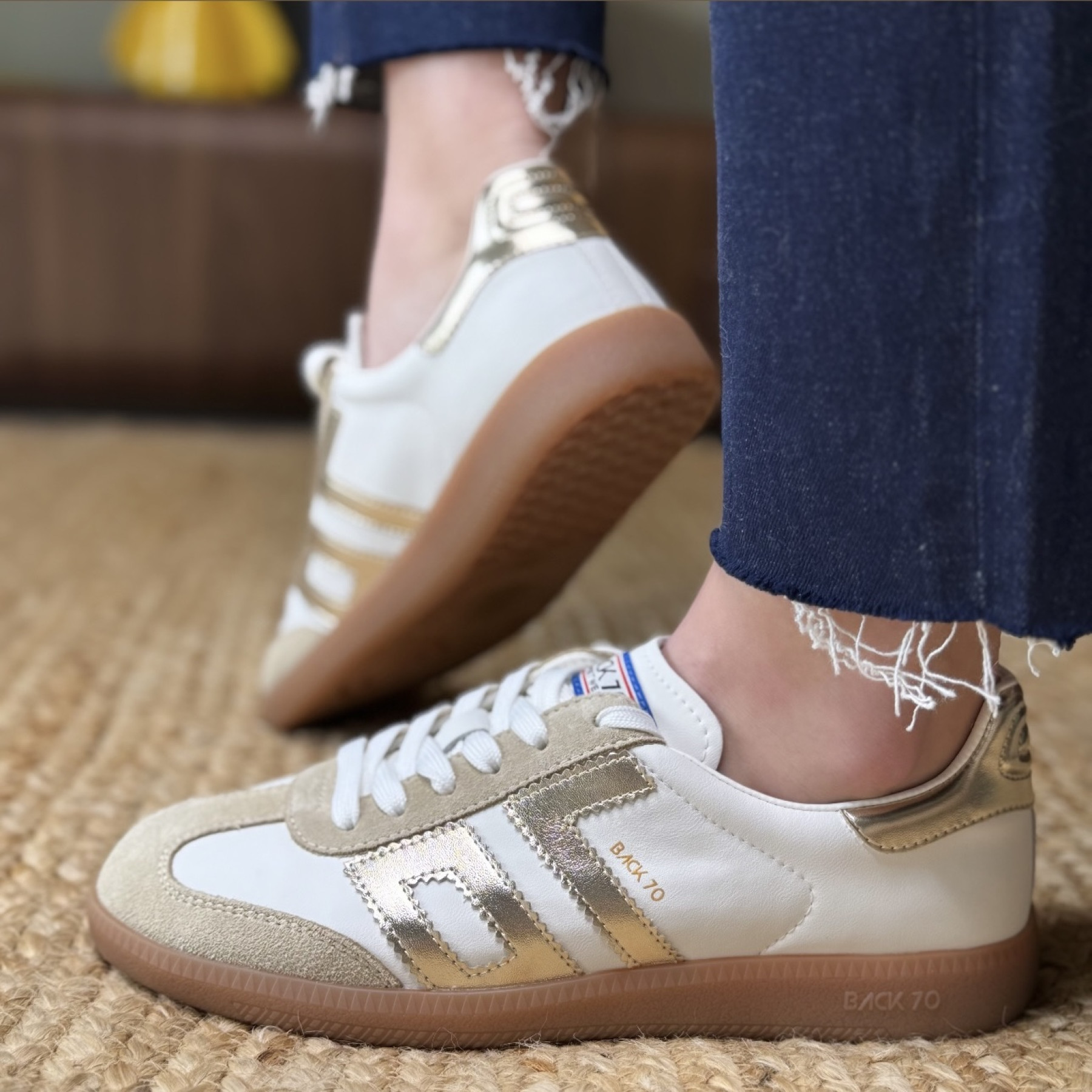 BACK 70 BASKET 17  CLOUD LEATHER METALLIC GOLD 