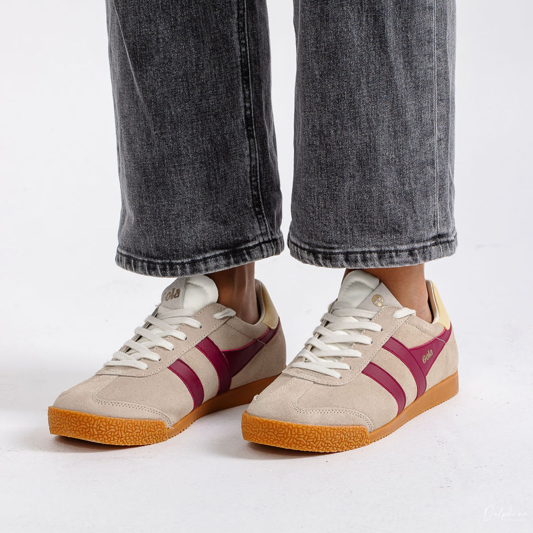 Basket gola elan beige rouge bordeaux CLB538CK