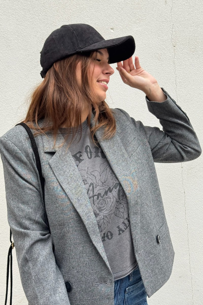 Blazer court gris chic b.young etona 8153