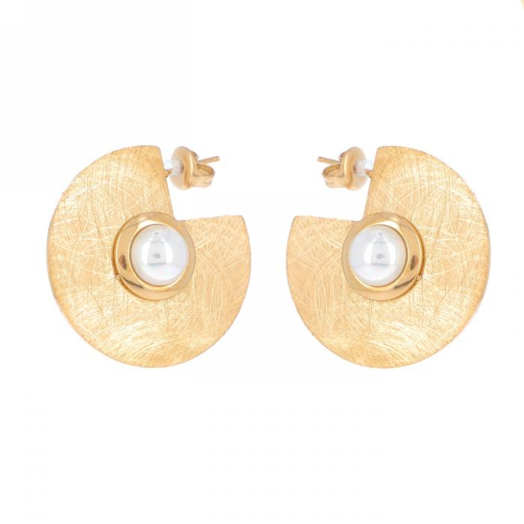 BOUCLES D'OREILLES CREOLES DOREES PERLE D'EAU DOUCE (1)
