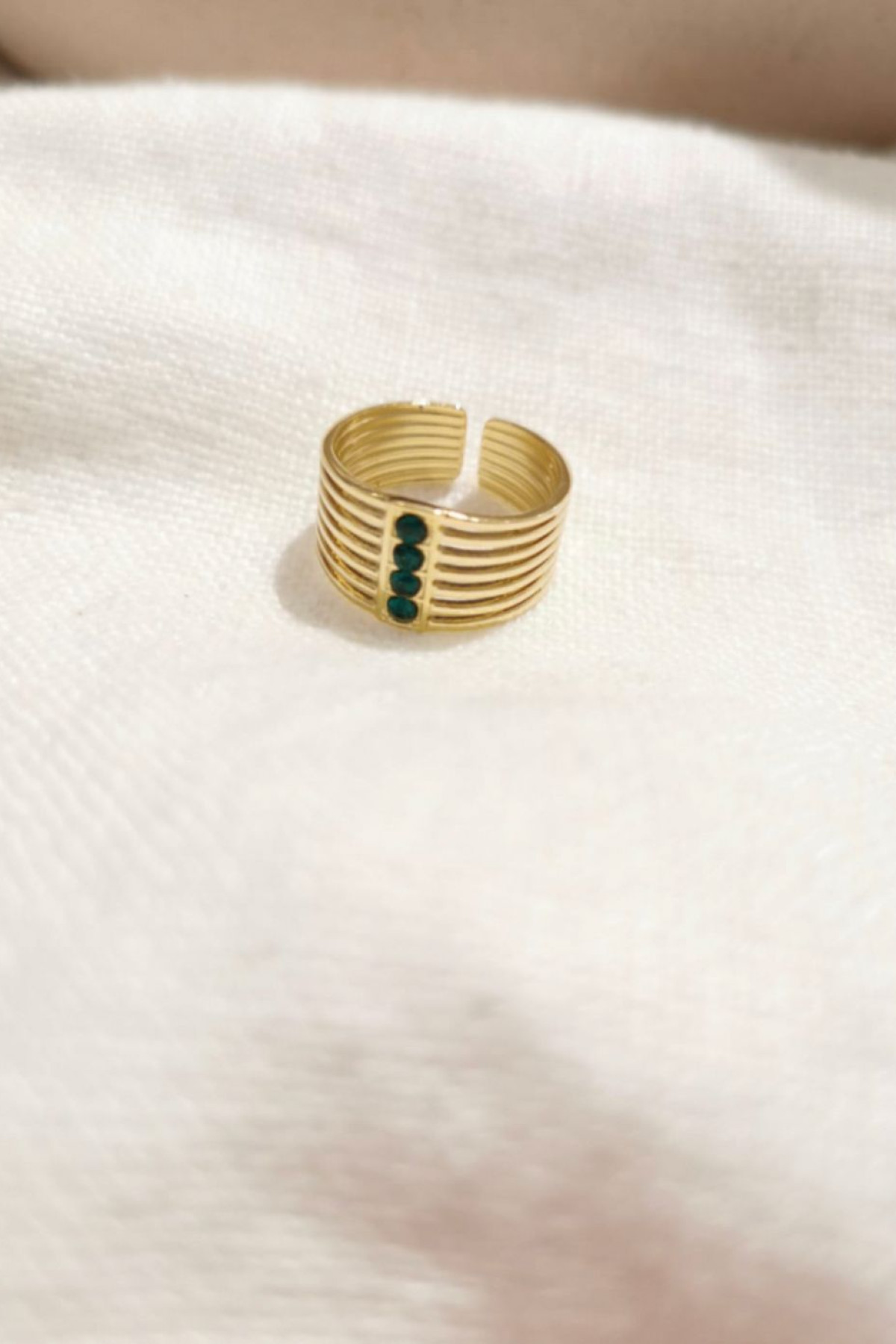 CHUMMY BAGUE CLARANCE FEMME ACIER INOXYDABLE PIERRES VERTES (1)