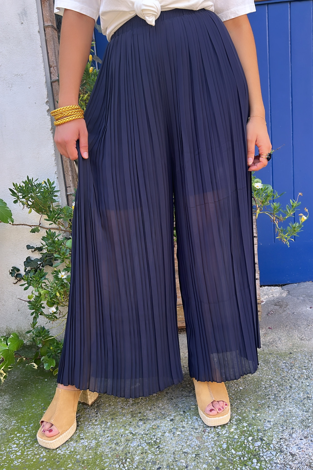 CHUMMY PANTALON BLEU MARINE PLISSE 9972 E24 (2)