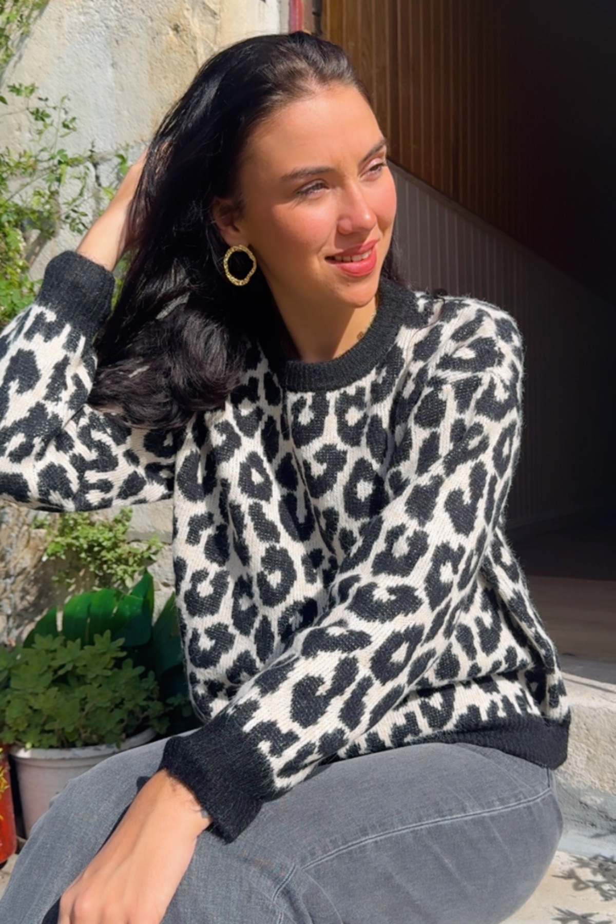 pull chummy noir motif léopard YU519 ITHIPPIES (1)