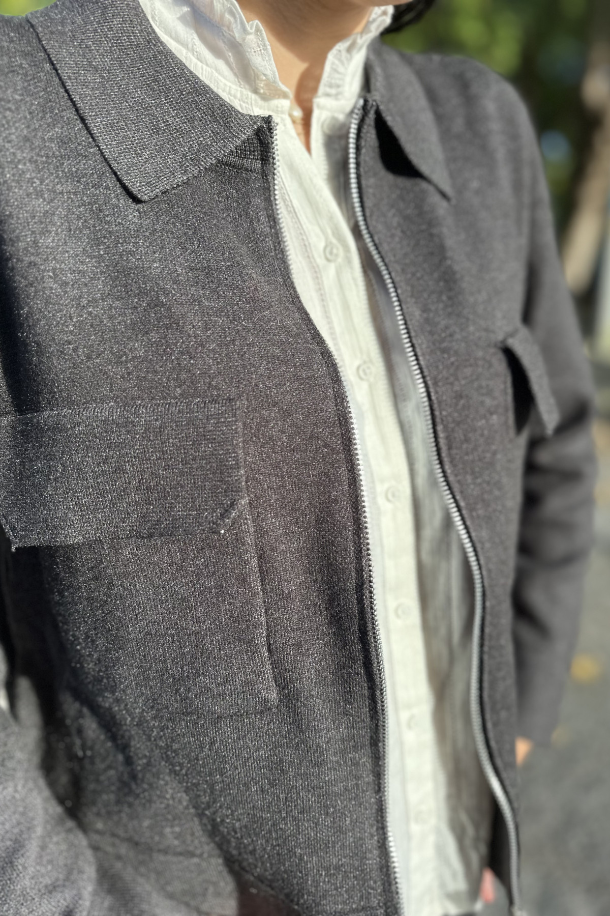 VESTE ZIPPEE AVEC COL CHEMISE GRISE 65079 (3)