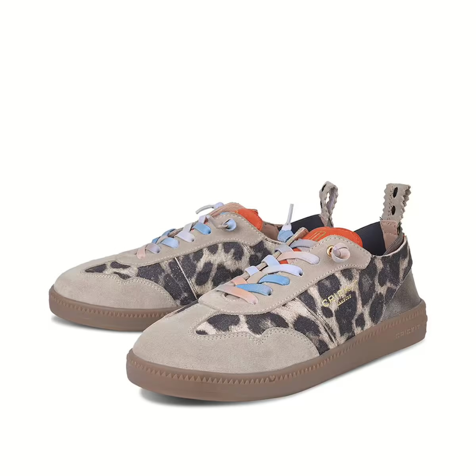 RABEA LEO AVEC DAIM TAUPE ET ÉTAIN MÉTALLISÉ ET ORANGE (5)