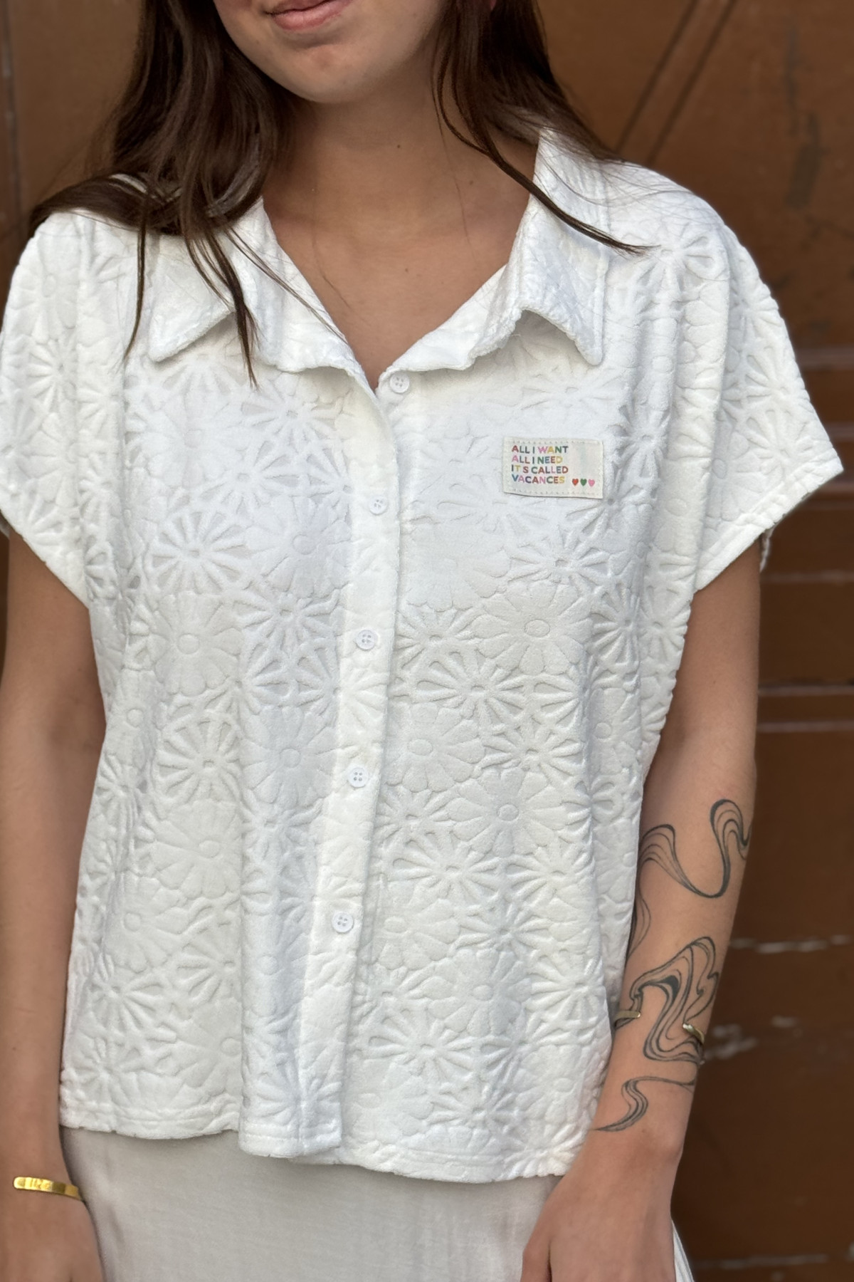 TOP EN EPONGE blanc  AVEC COL MARQUE SEASON 15H858 (5)