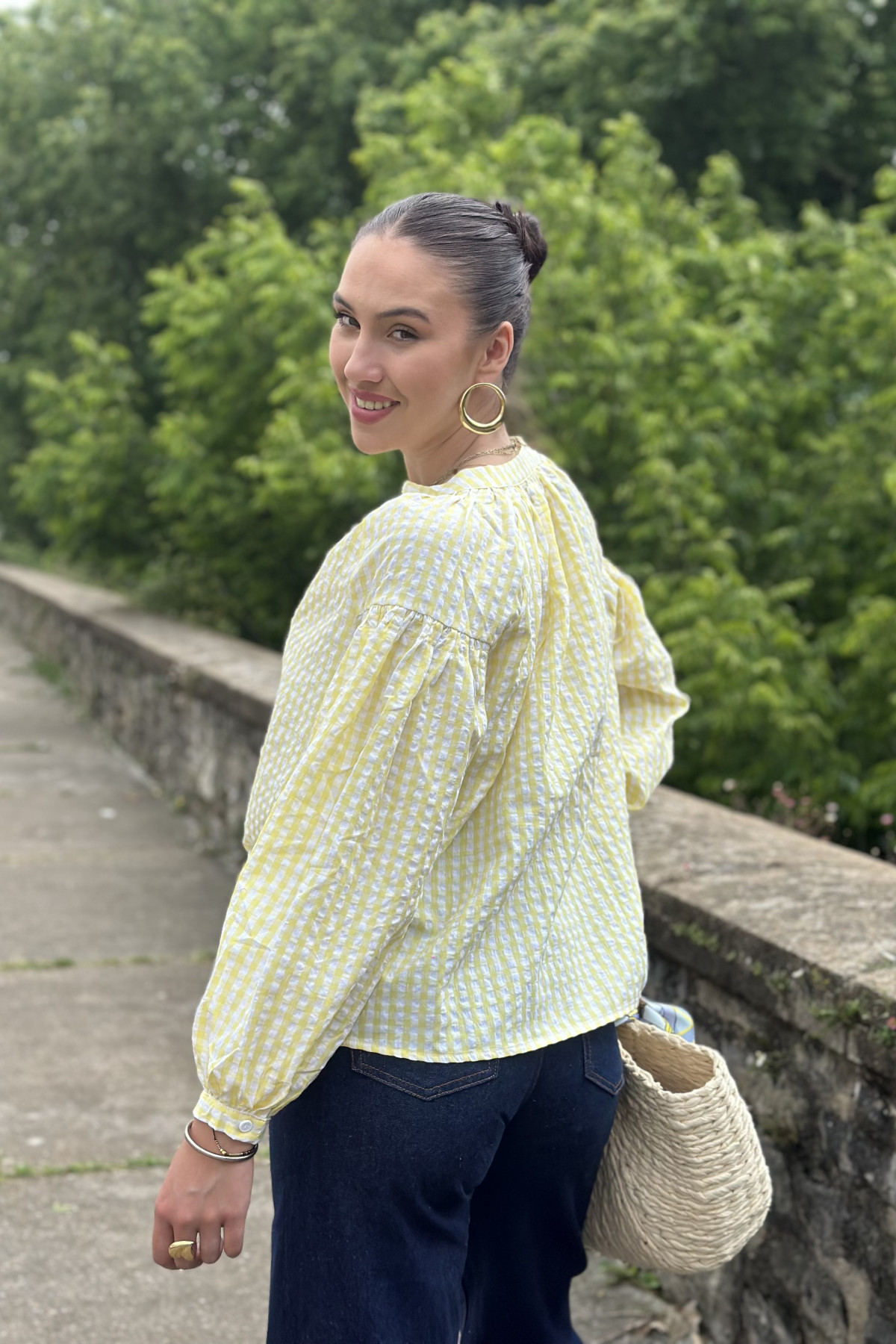 chemise carreaux vichy season jaune 14h165 (3)