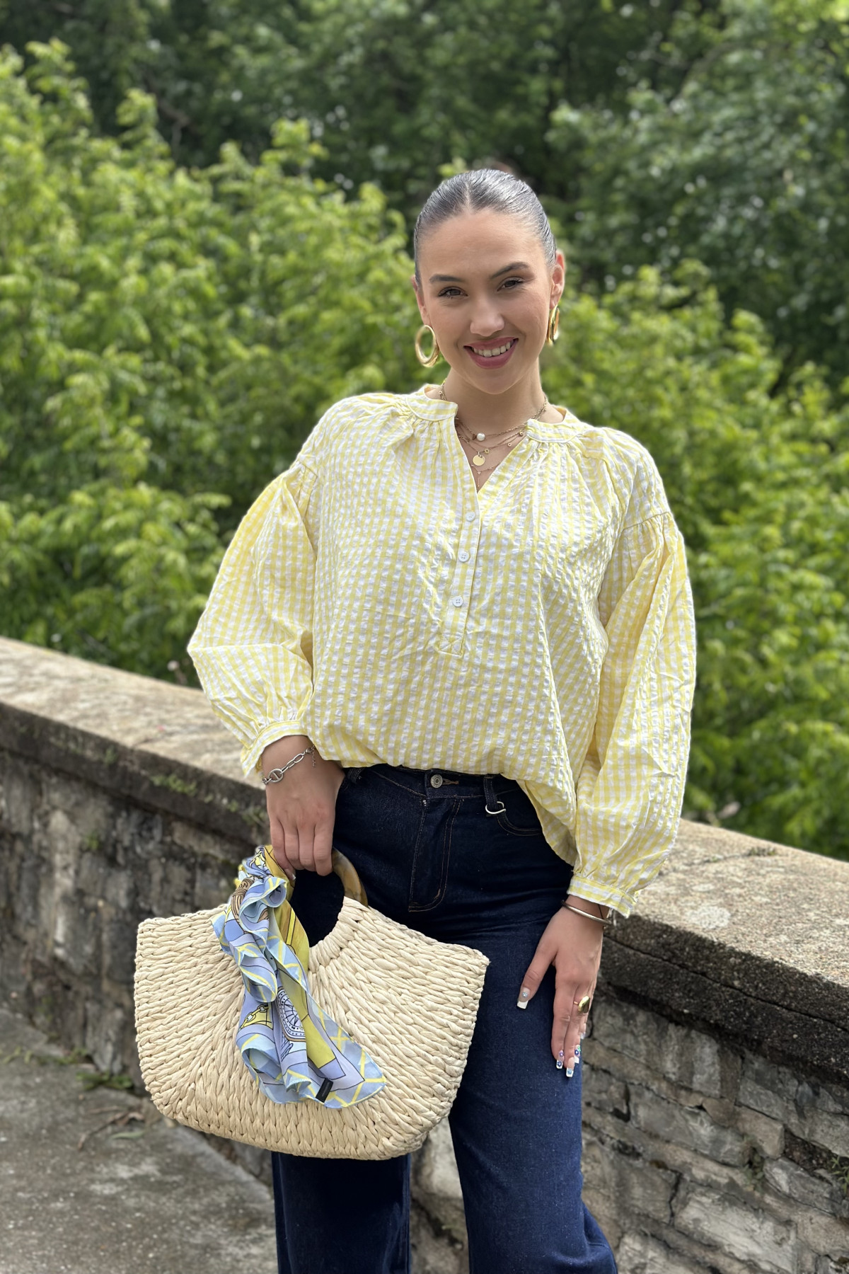 chemise carreaux vichy season jaune 14h165 (4)
