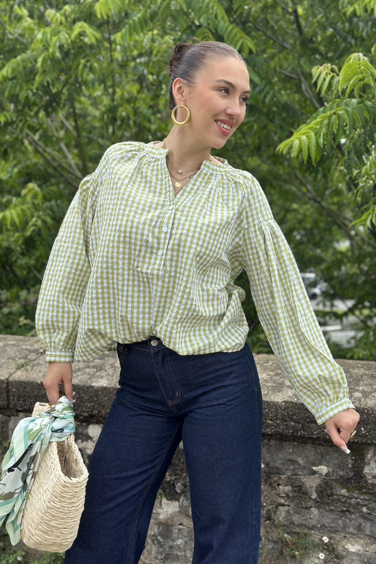 chemise carreaux vichy season VERT 14h165 (3)