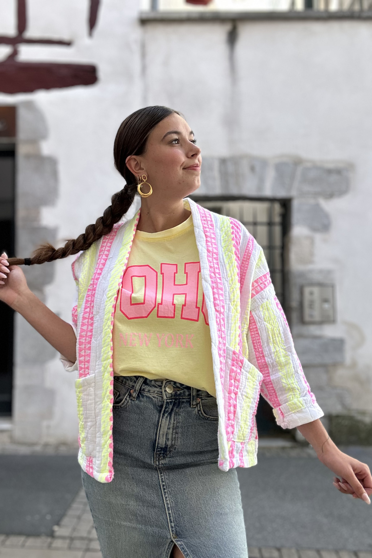 Veste en gaze de coton imprimé bohème taille unique coupe oversize (3)