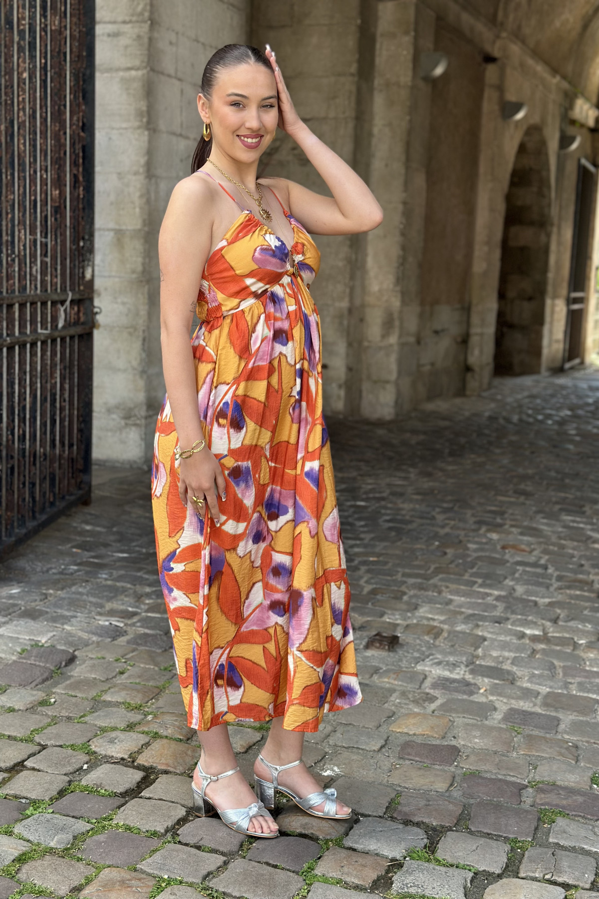 robe longue à bretelle dos nu the korner colorée (5)