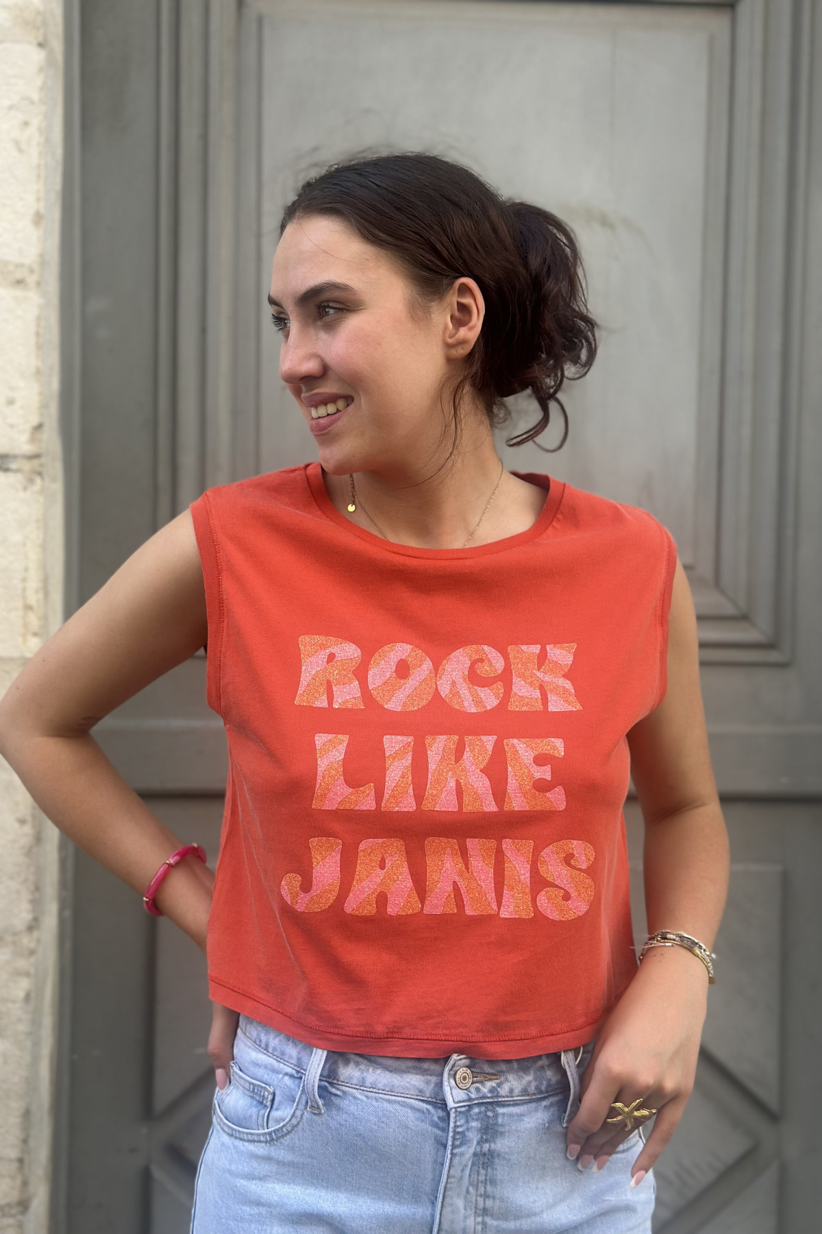 marcello tee shirt sans manches rouge RTOCK LIKE JANIS (1)