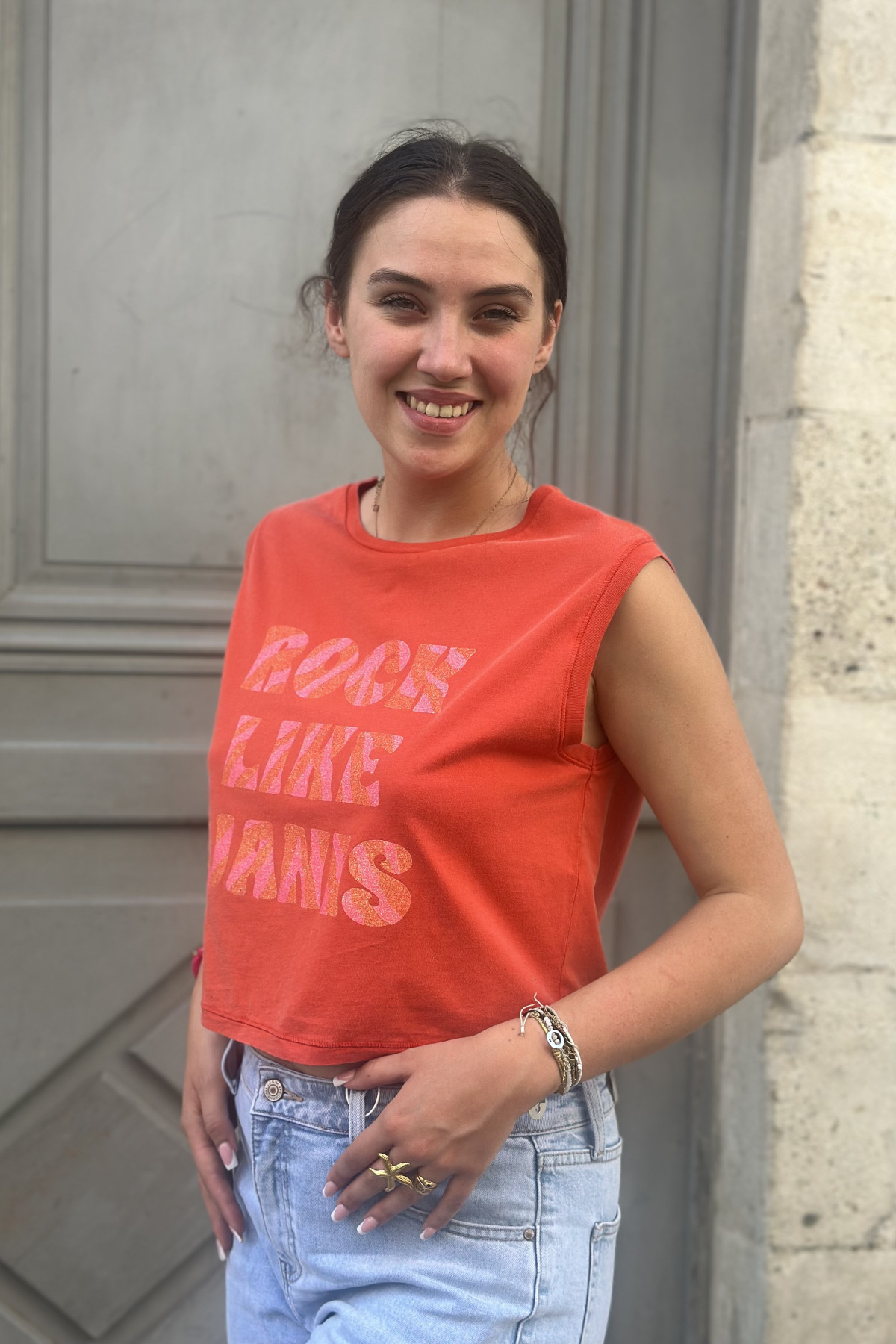 marcello tee shirt sans manches rouge RTOCK LIKE JANIS (2)