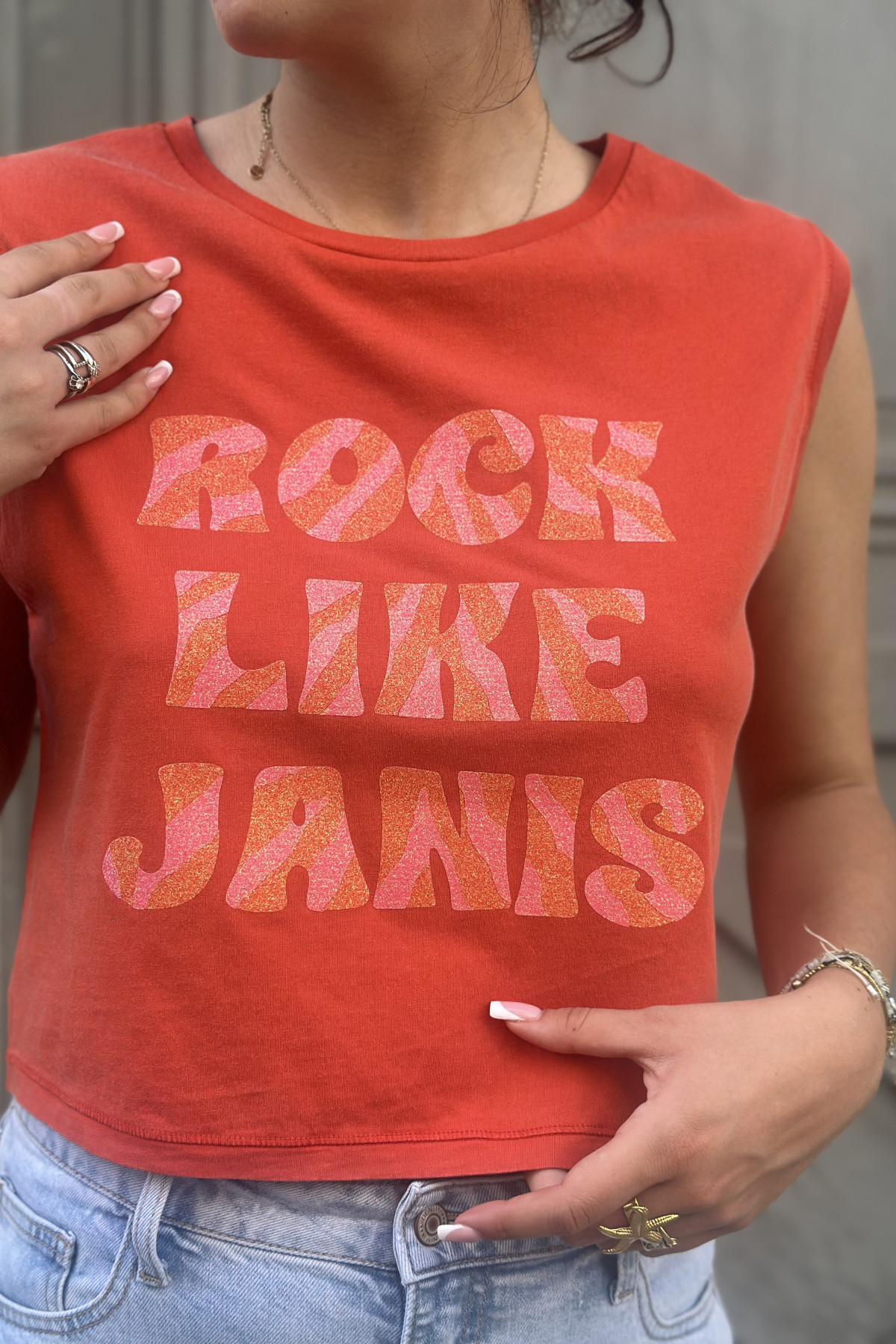marcello tee shirt sans manches rouge RTOCK LIKE JANIS (4)