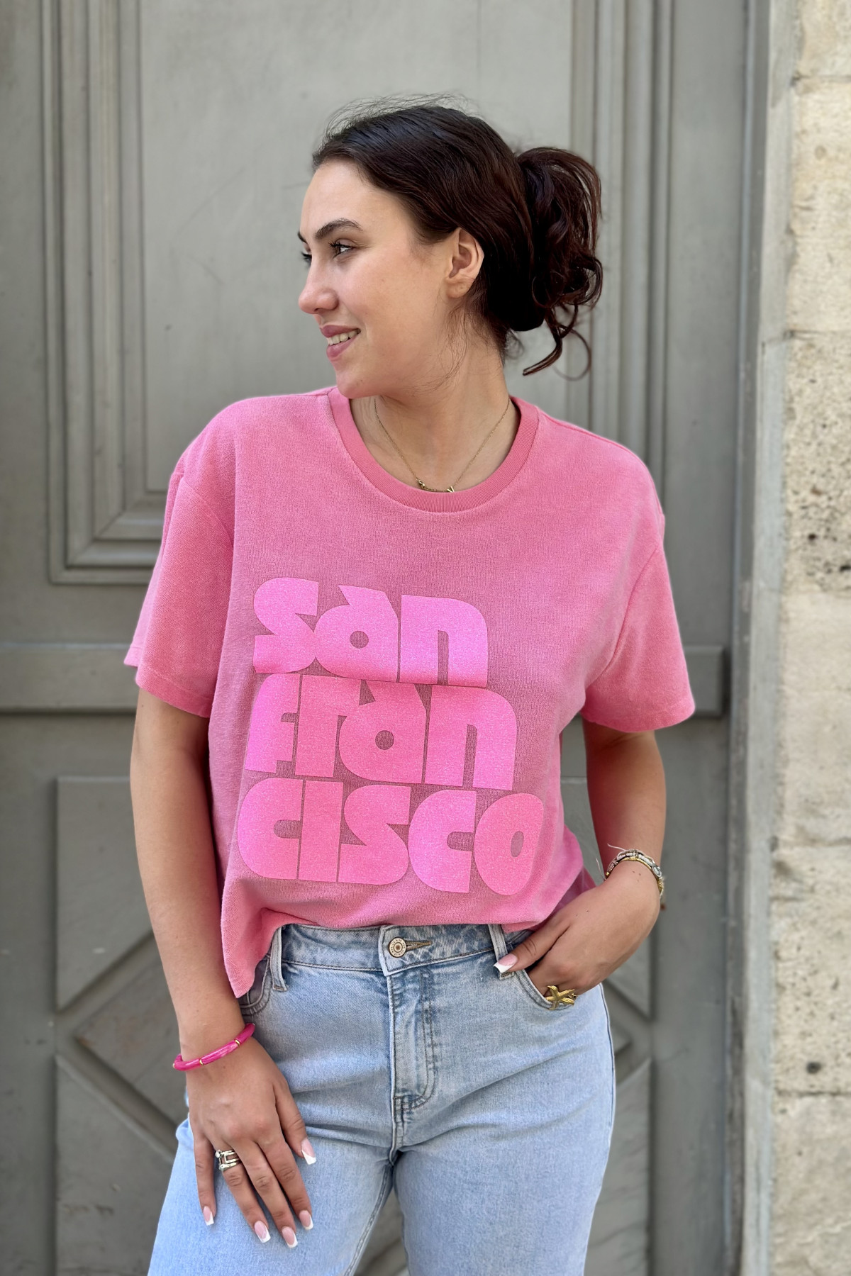 TEE SHIRT MARCELLO EN EPONGE ROSE SAN FRANSISCO (1)