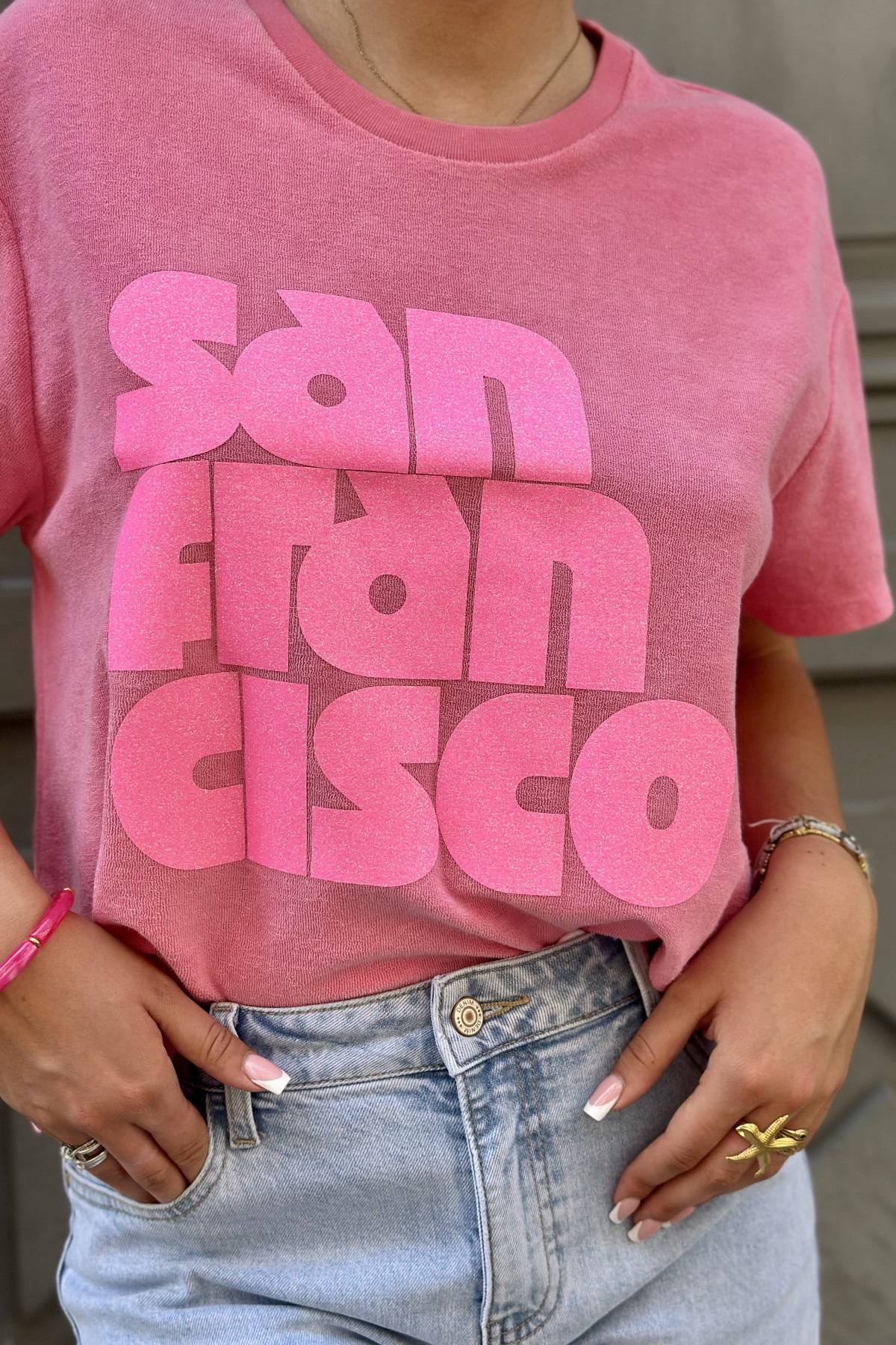 TEE SHIRT MARCELLO EN EPONGE ROSE SAN FRANSISCO (4)