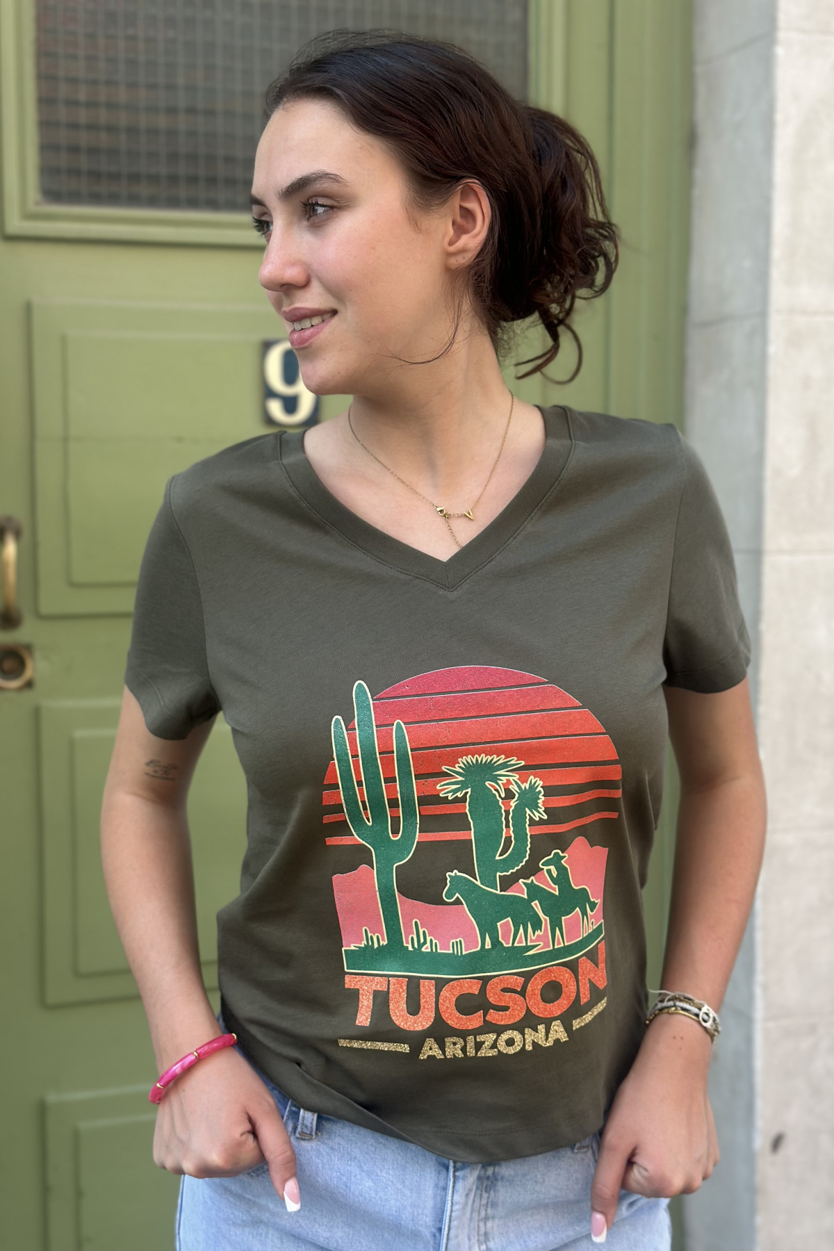 marcello tee shirt kaki avec ecrit tuscon arizona (2)