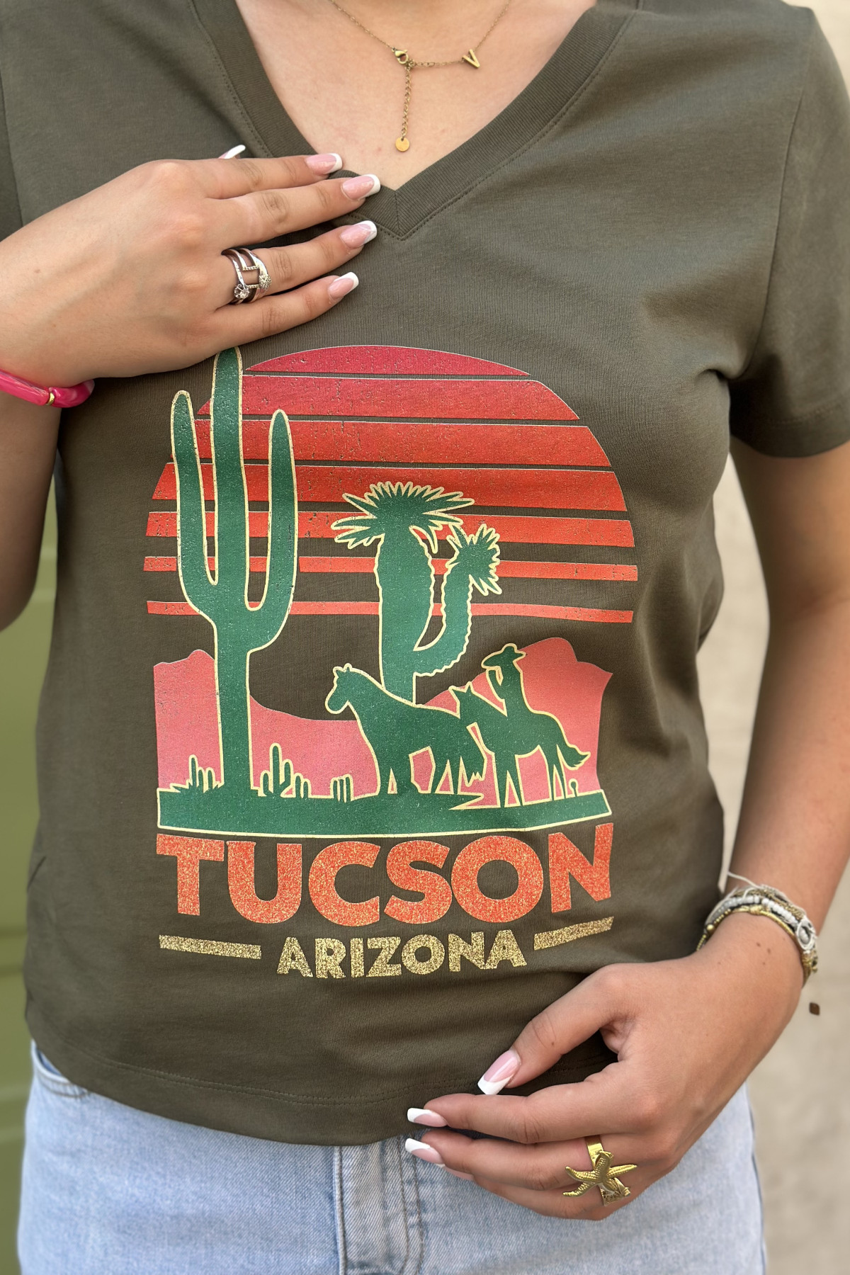 marcello tee shirt kaki avec ecrit tuscon arizona (4)