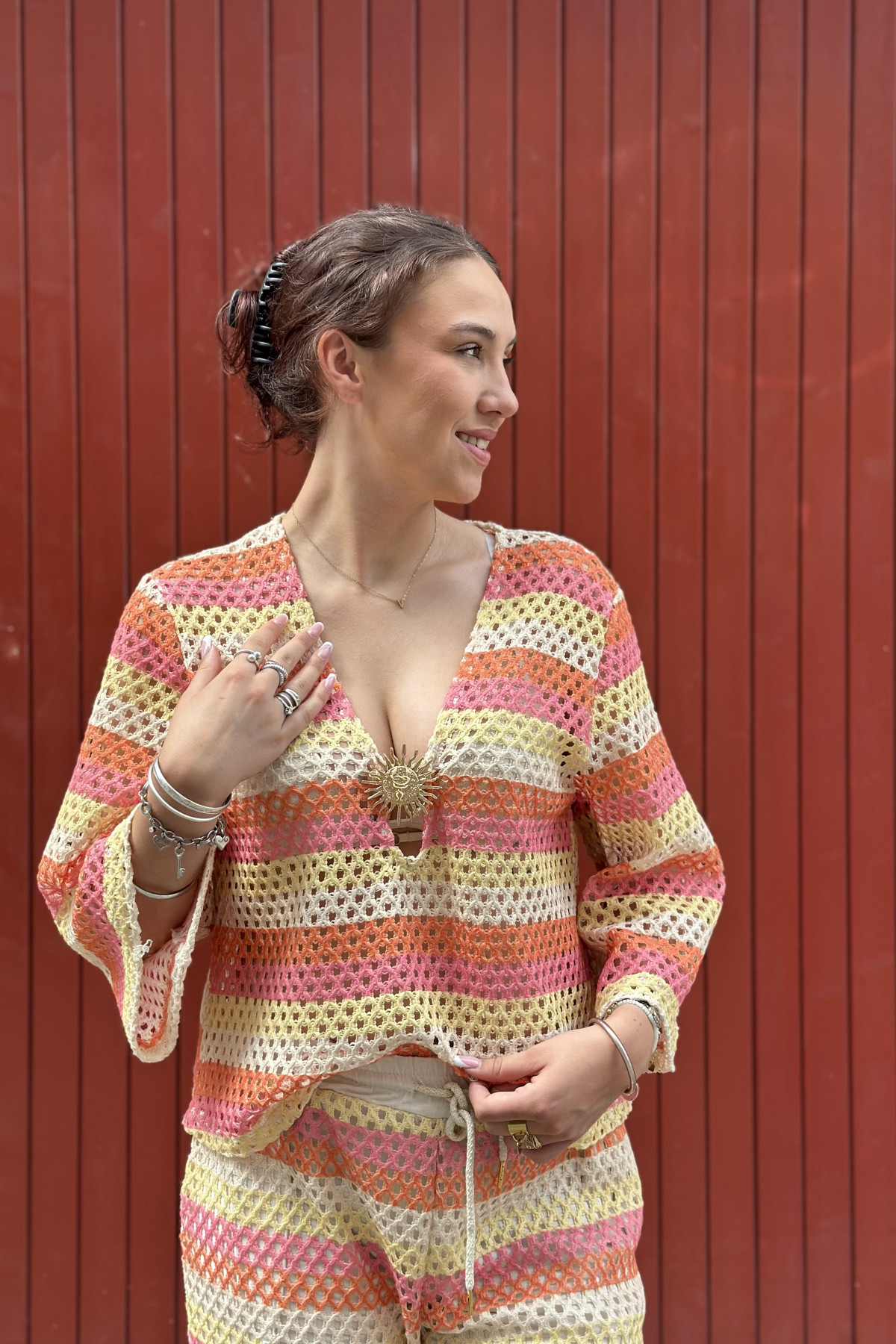 top manches longues en crochet à rayure multicolore (2)