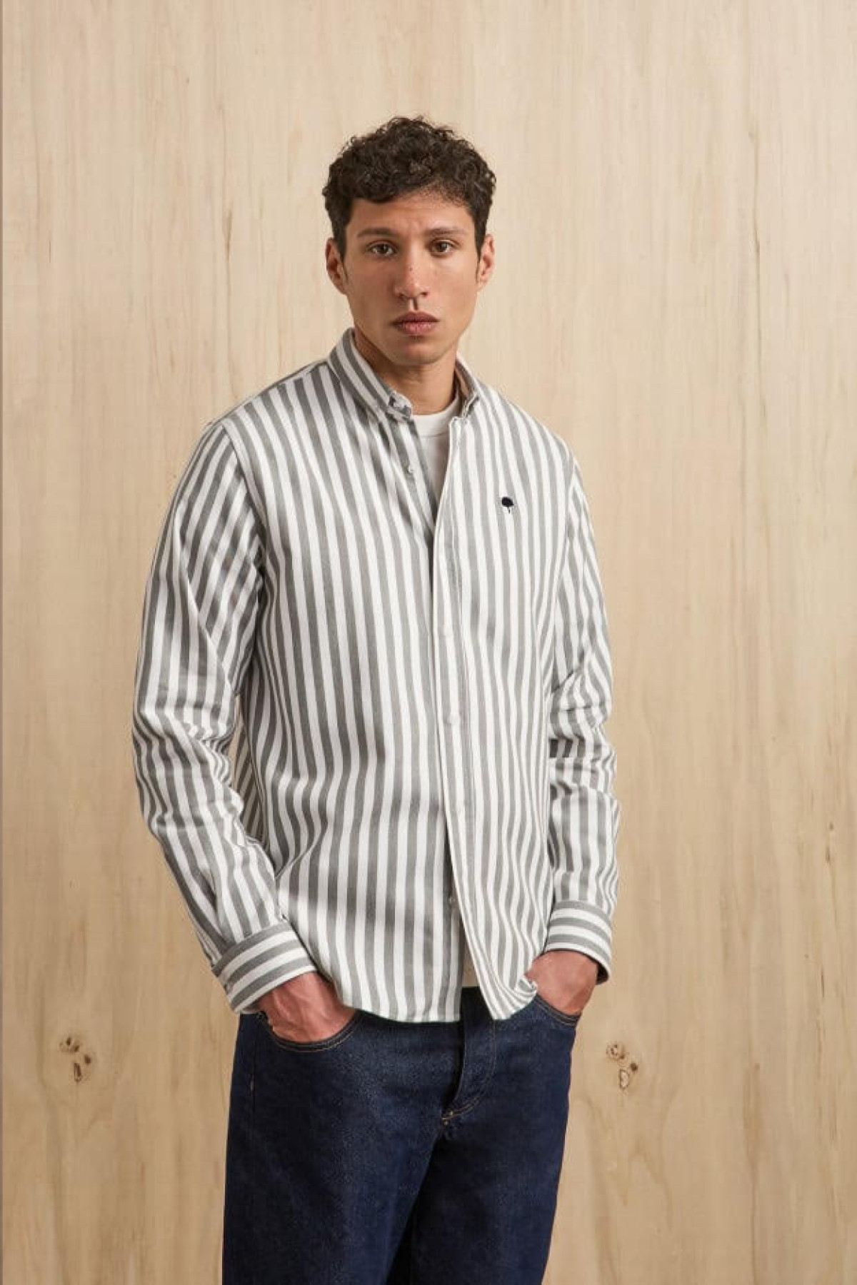 faguo chemise ivoy rayée kaki & écru (1)