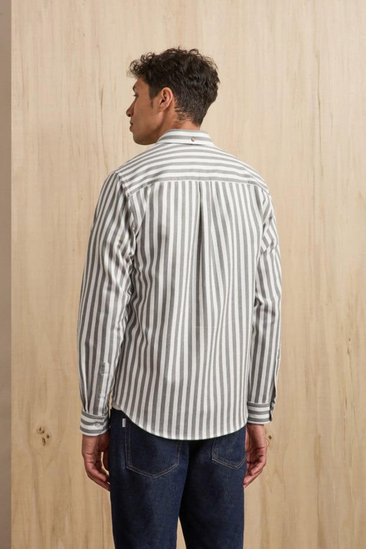 faguo chemise ivoy rayée kaki & écru (4)