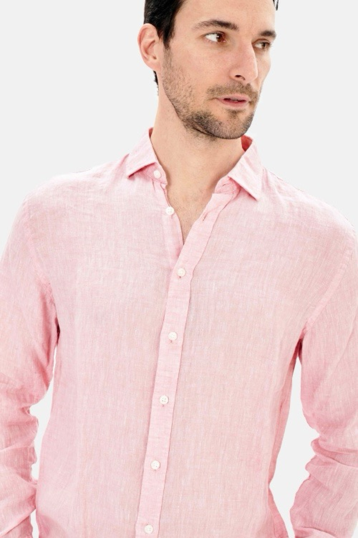 chemise 100% lin rose (3)