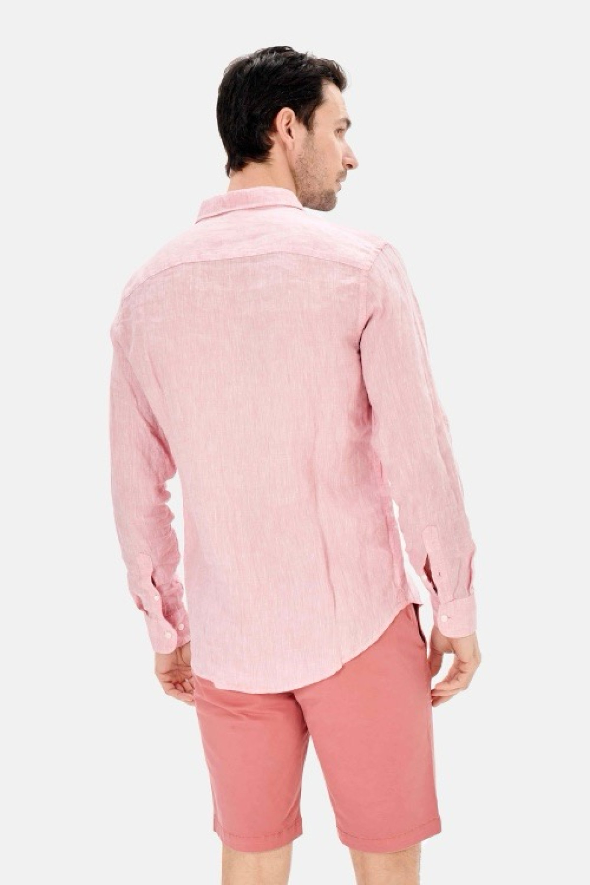 chemise 100% lin rose (4)