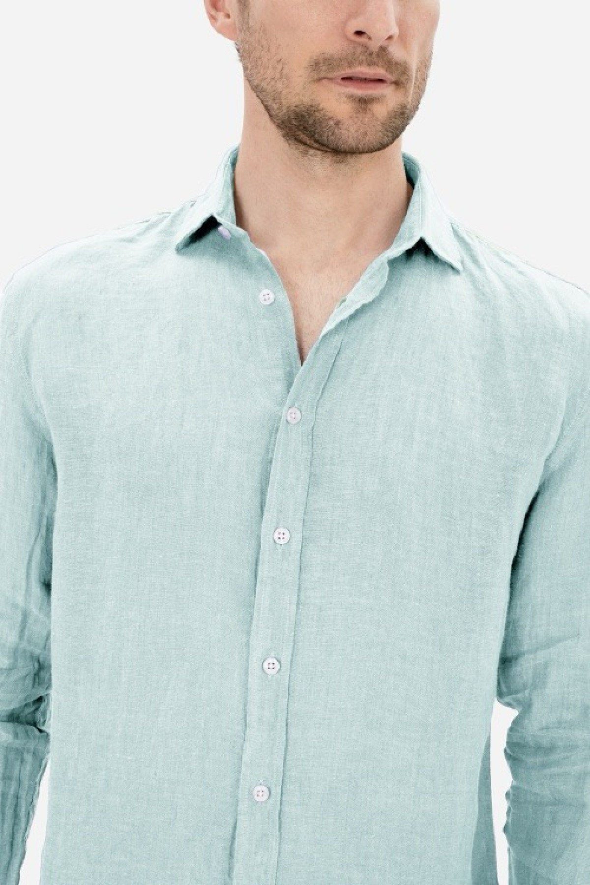 chemise 100% lin vert clair (3)
