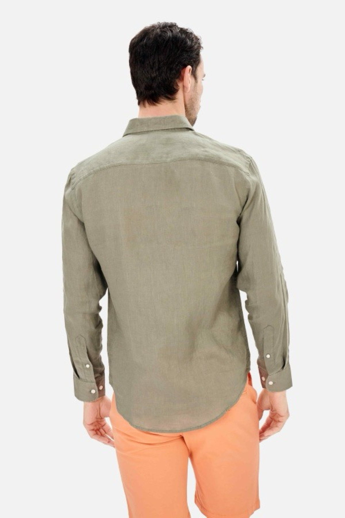 chemise 100% lin kaki (4)