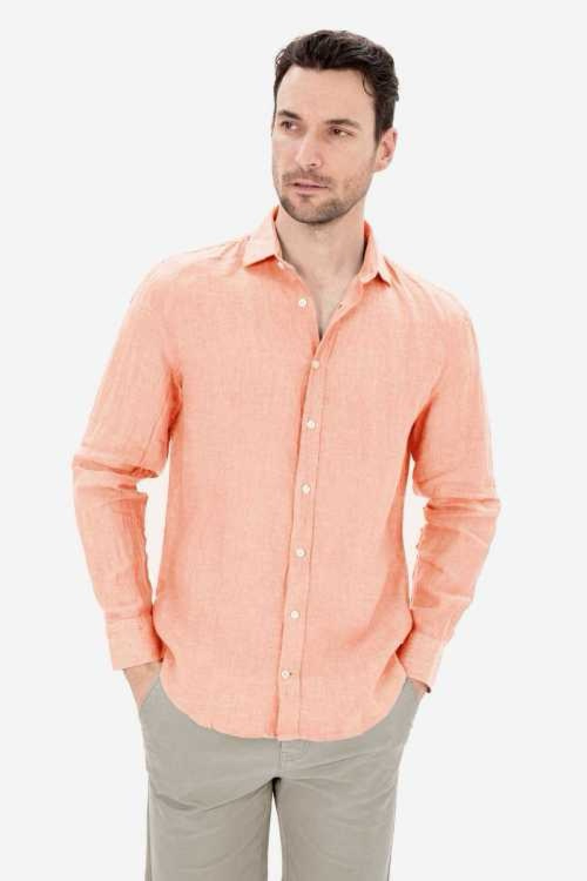 chemise 100% lin orange (1)