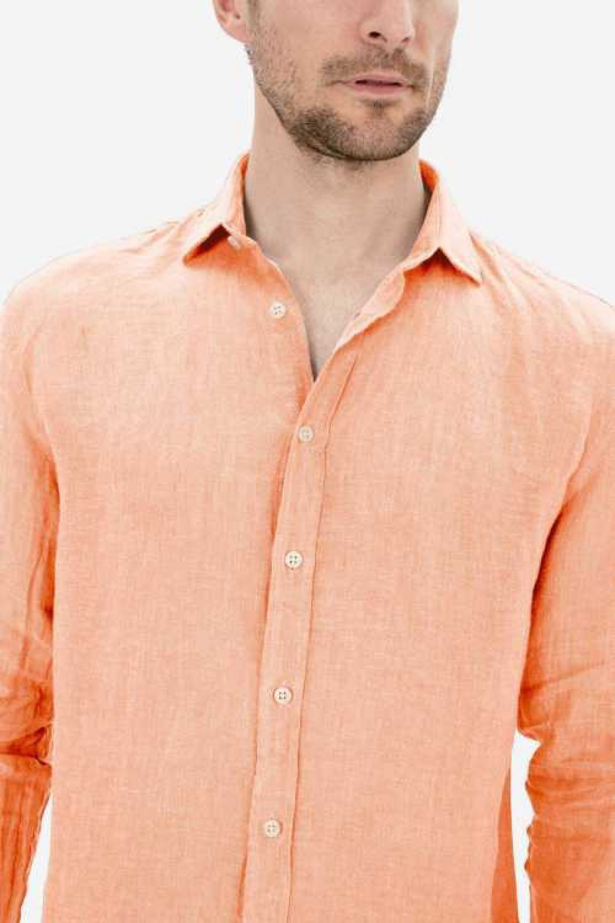 chemise 100% lin orange (3)