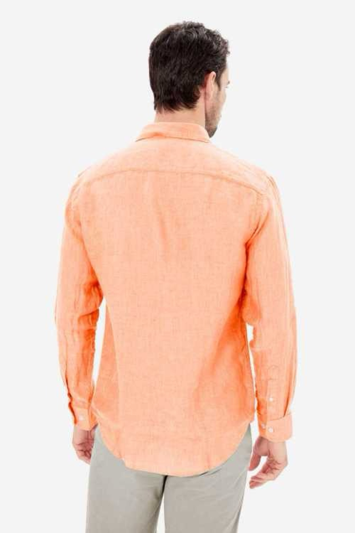 chemise 100% lin orange (4)