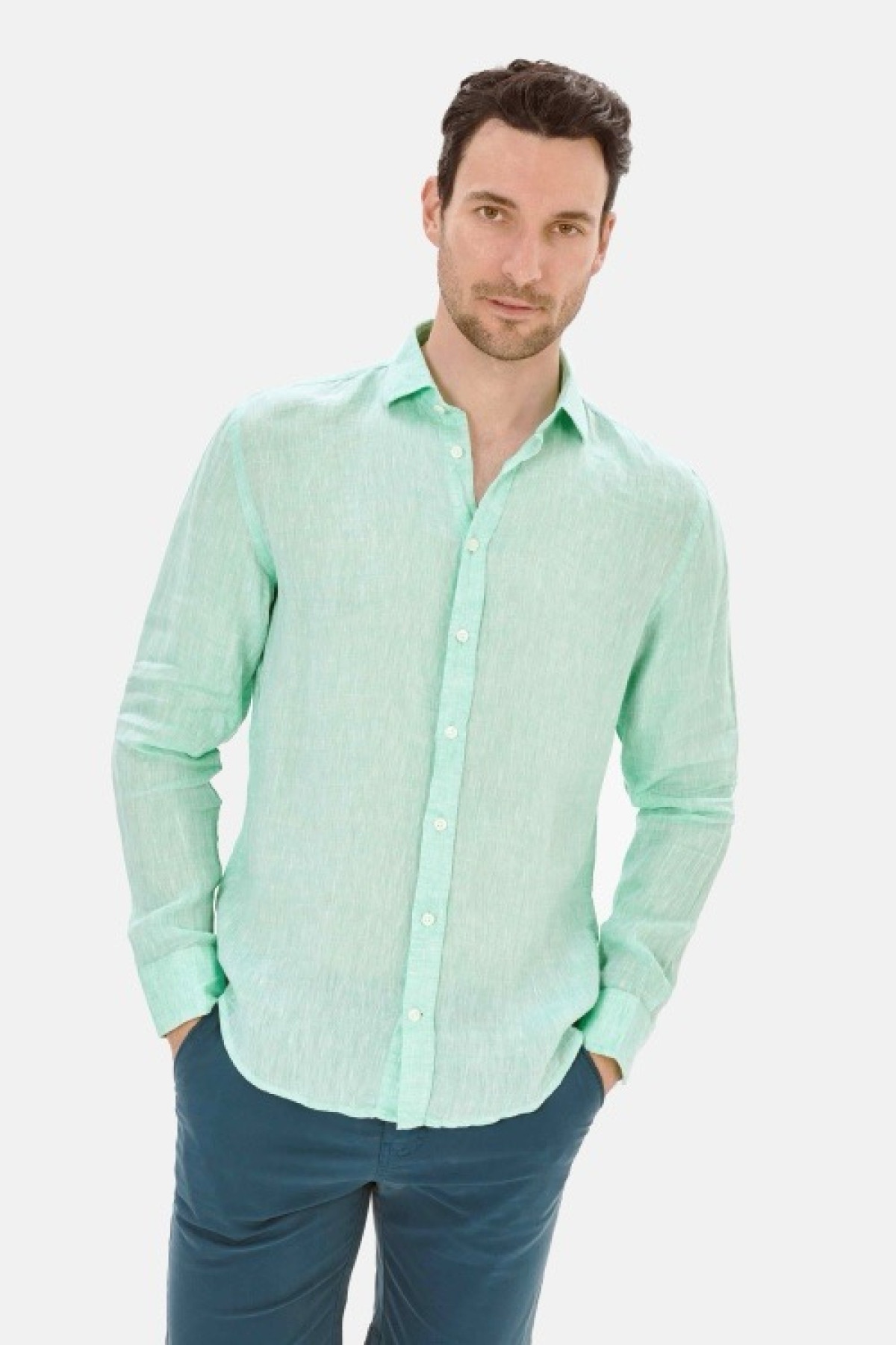 chemise 100% lin vert d'eau (1)