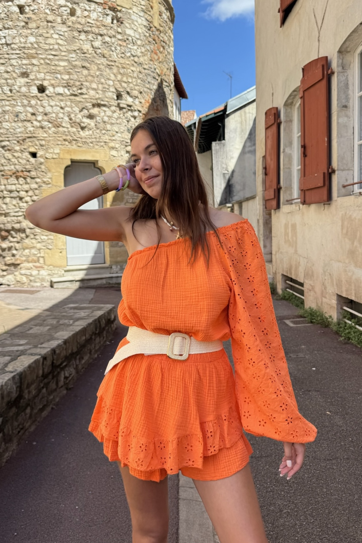 combinaison short orange 9012 sans manches 9012 ete 2025 (2)
