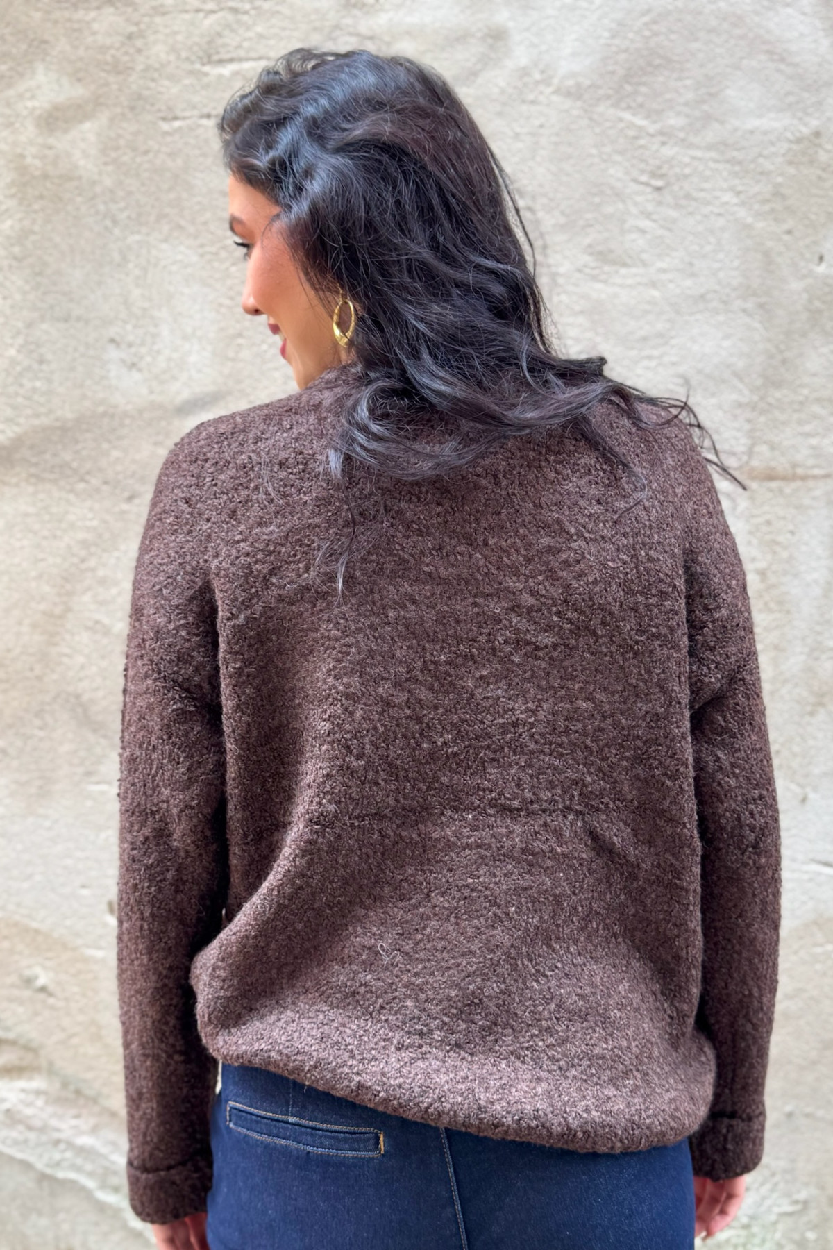 Pull ICHI chocolat oversize melotonné blarissa (3)