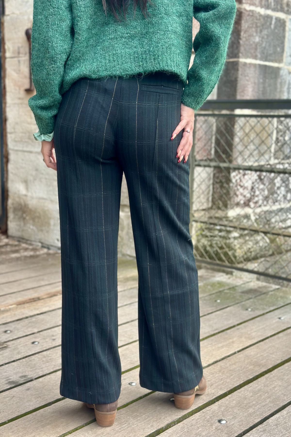 pantalon ichi carreaux vert ihkate wooley 4667 (3)