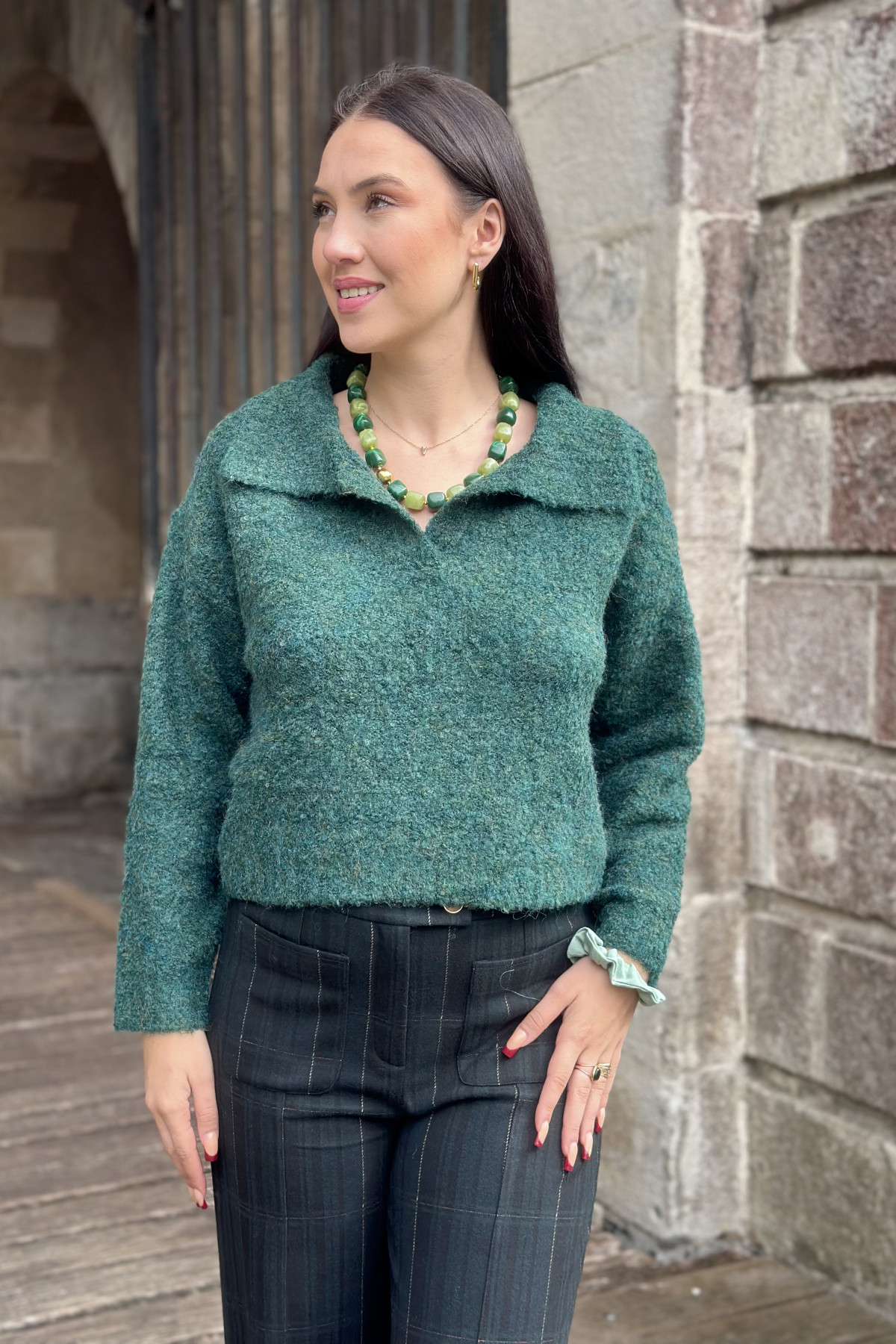 pull col v the korner vert avec col 25203293 sweater  (3)