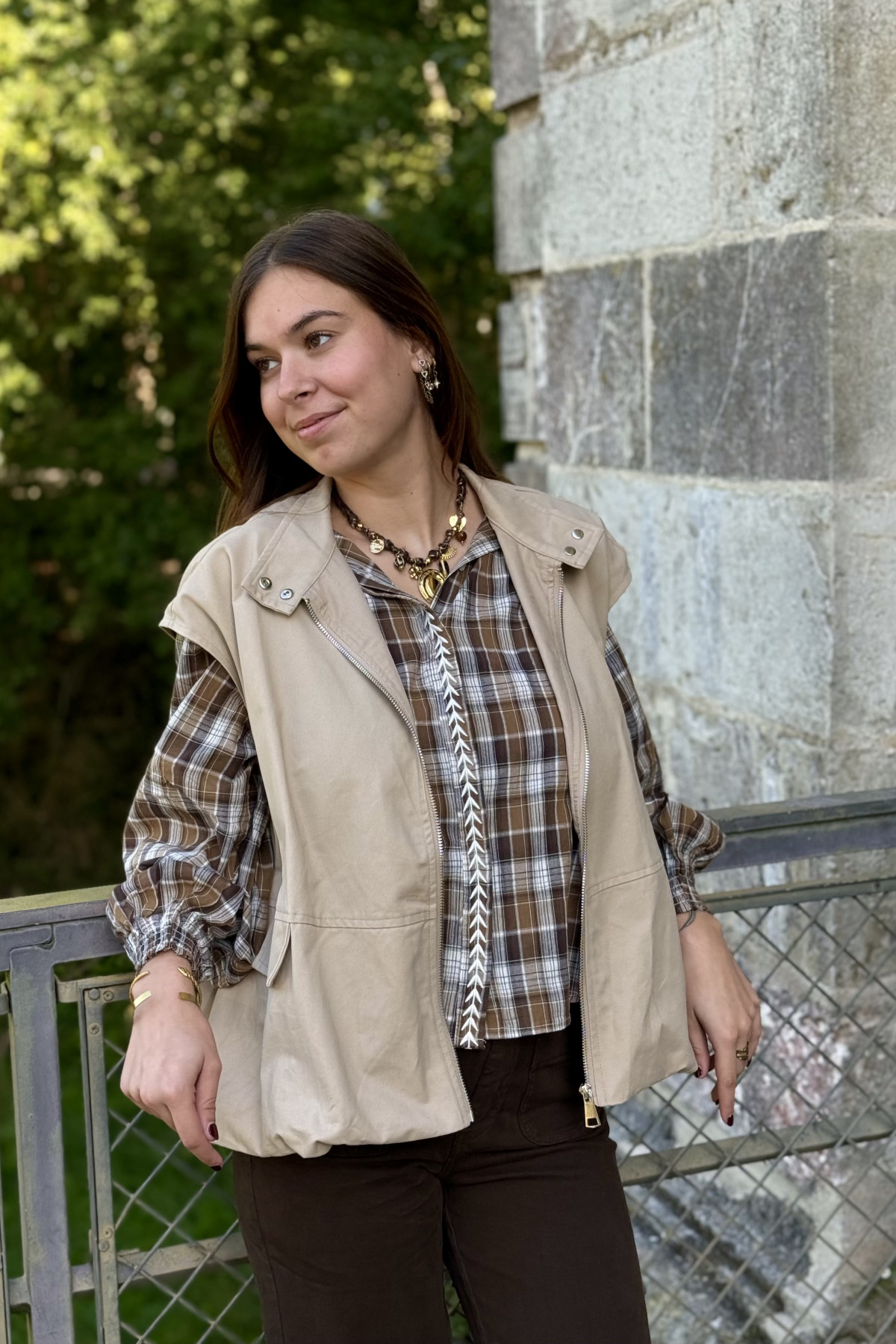 veste sans manches style trench BEIGE 1085 (1)