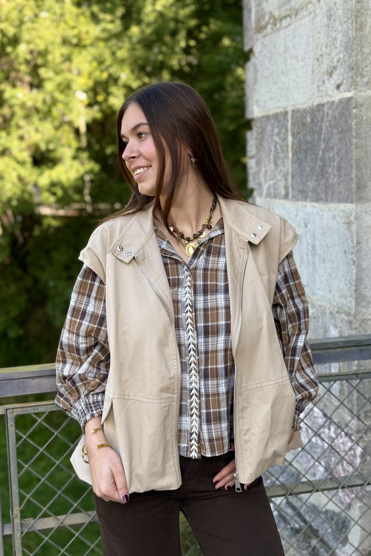 veste sans manches style trench BEIGE 1085 (5)