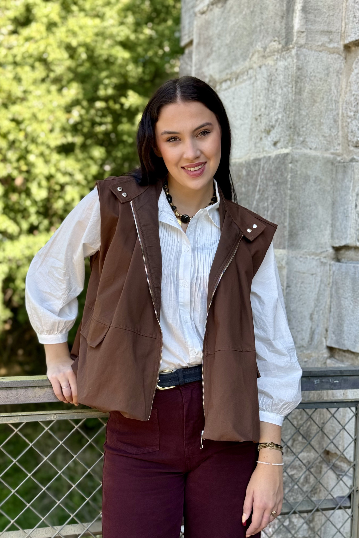veste sans manche style trench marron 1085 (1)