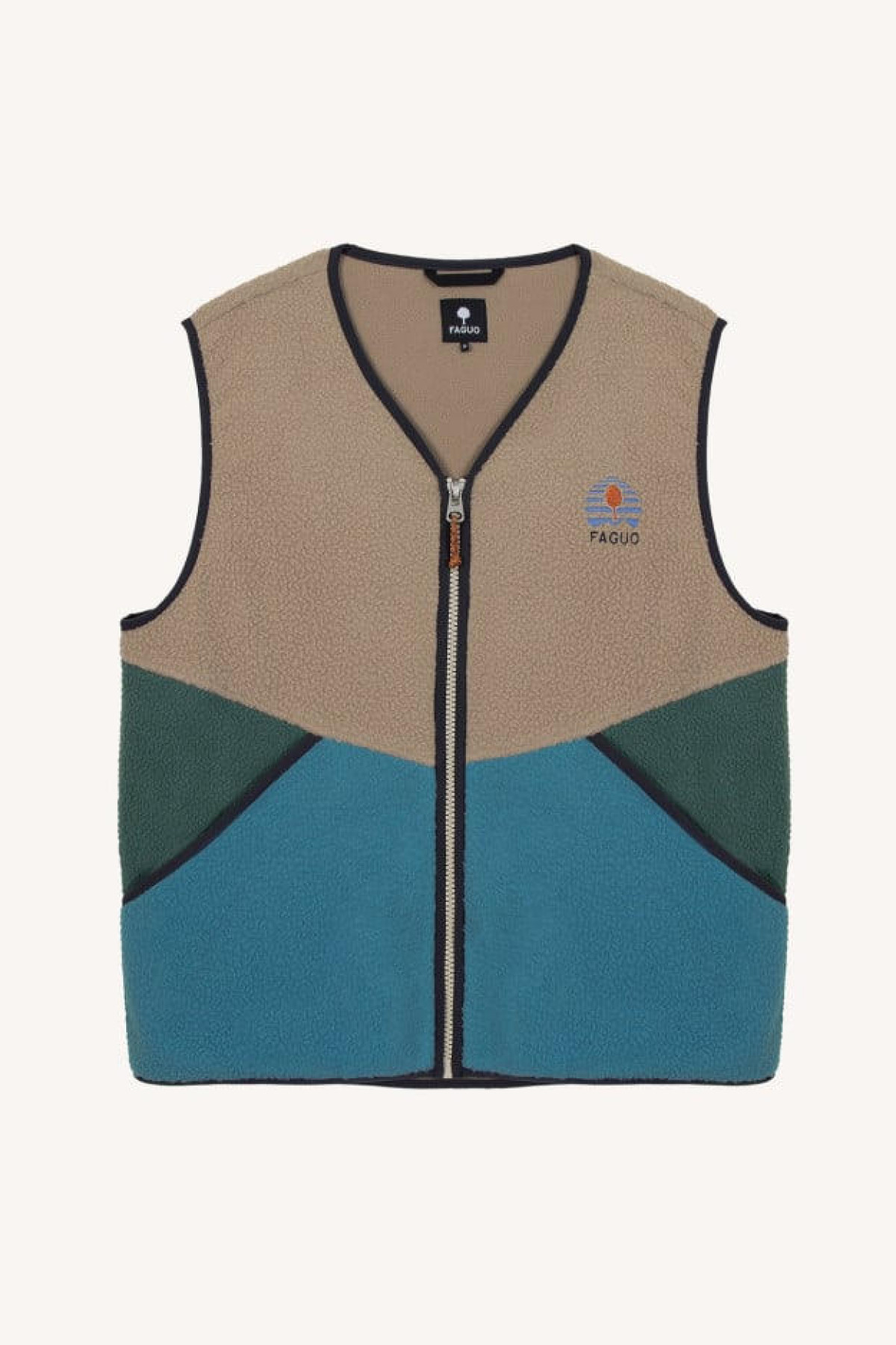 faguo veste sans manches teillay beige & bleue (4)