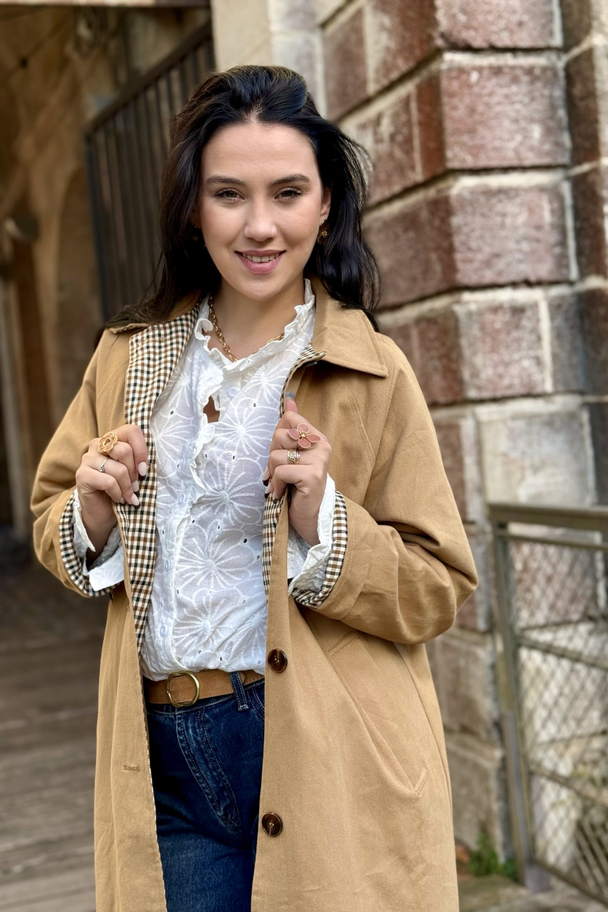 trench mi long charlior camel motif vichy (4)