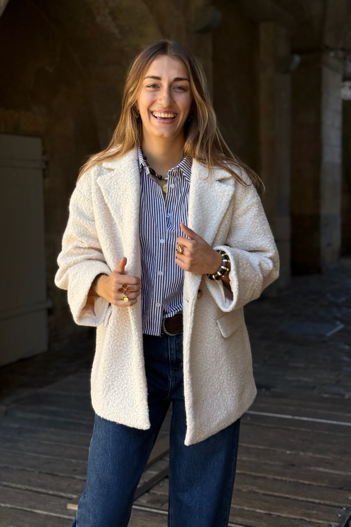 manteau b young ecru matiére bouclée 6956 (5)