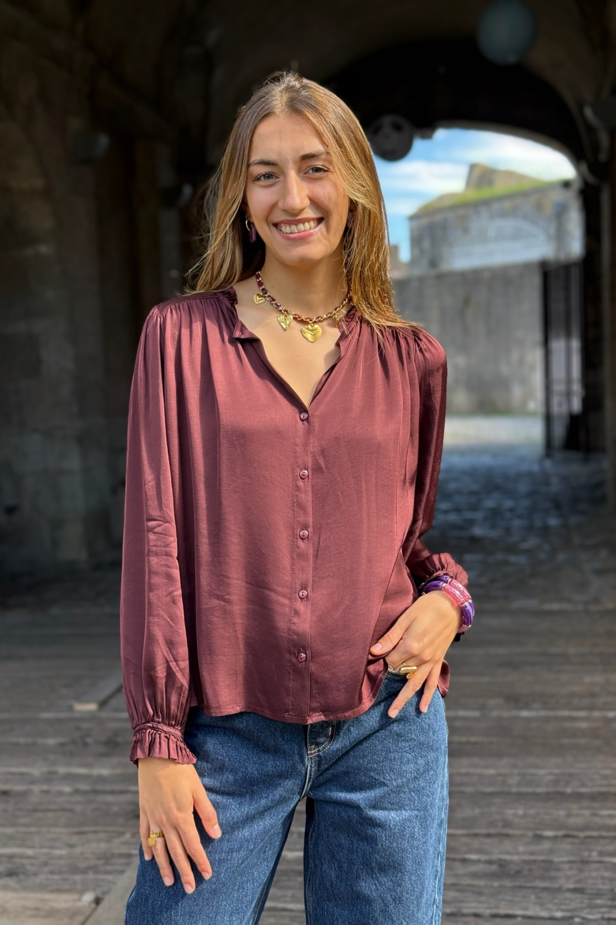 blouse pako litho satinée rouge bordeaux 4010 (1)
