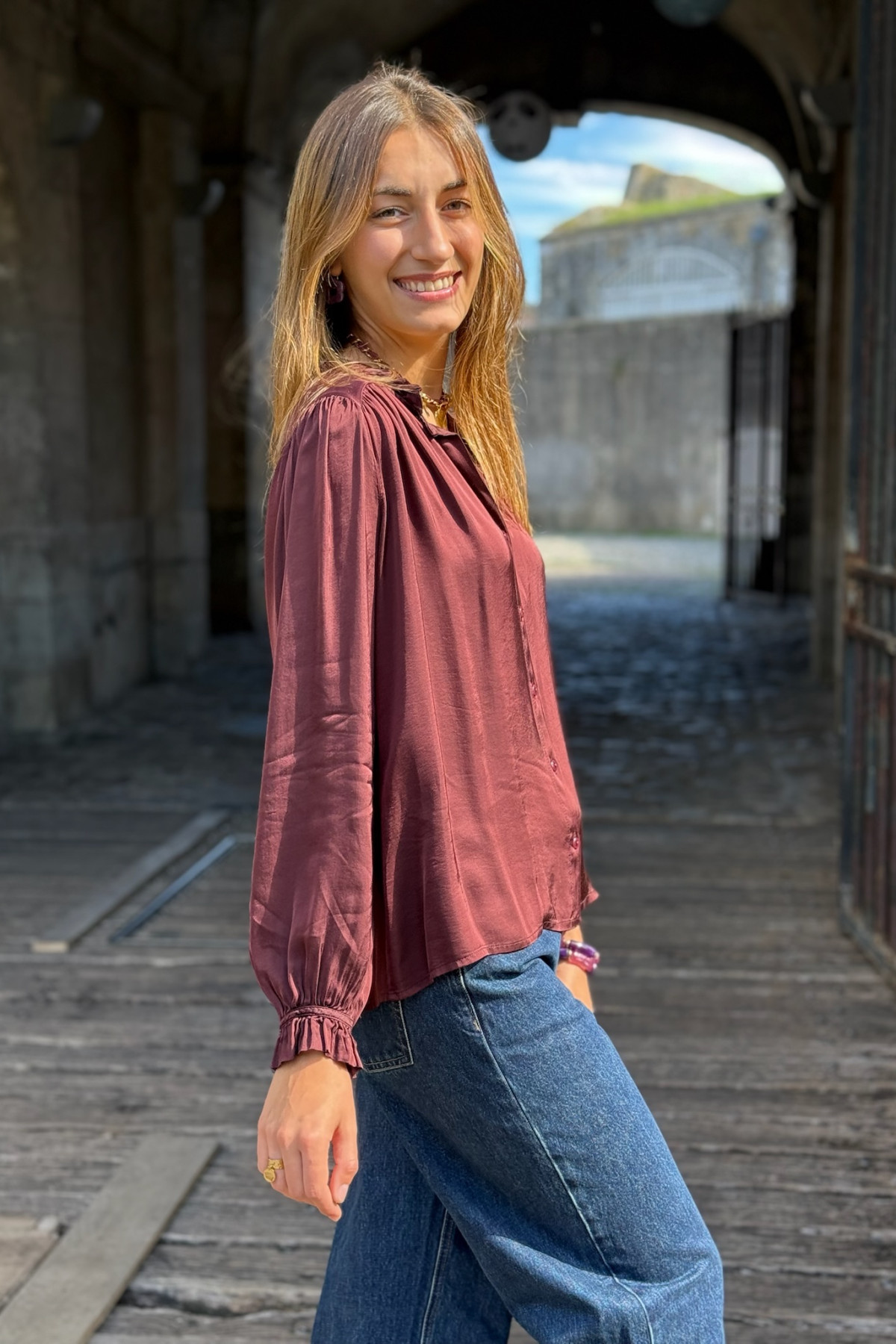 blouse pako litho satinée rouge bordeaux 4010 (3)
