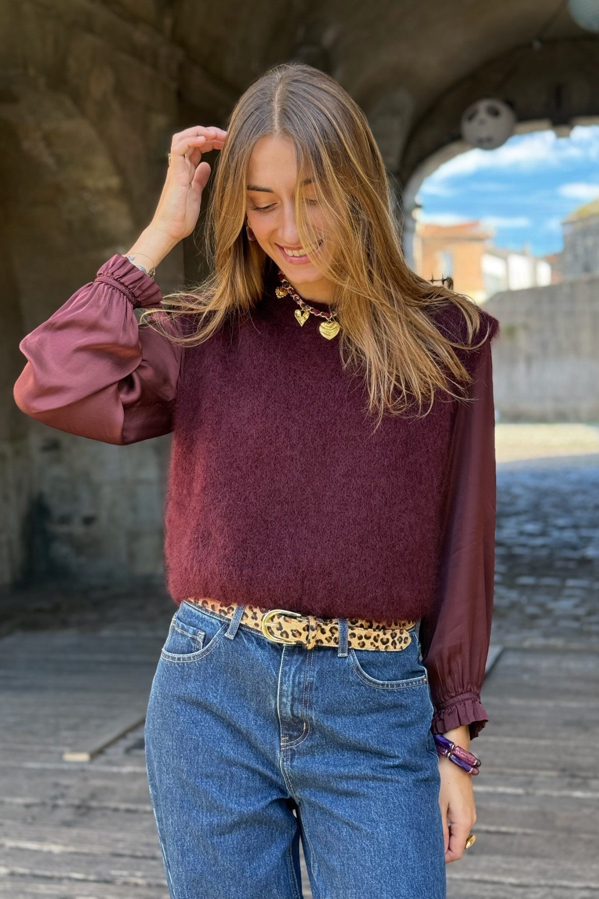 pull sans manches en mohair bordeaux intuition latelier parisien 210 (1)