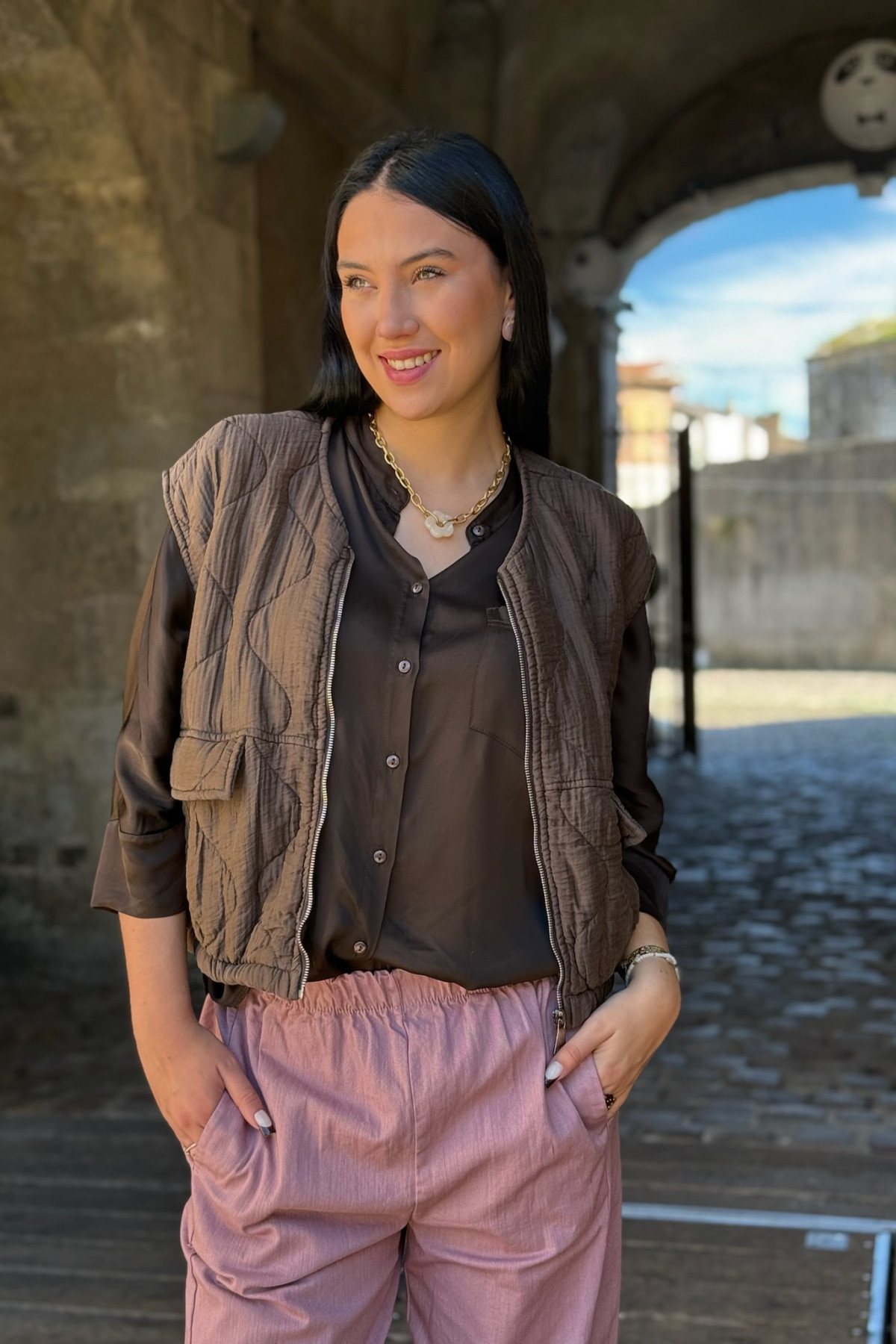 veste matelassée zipée chocolat johanna 80792 (1)